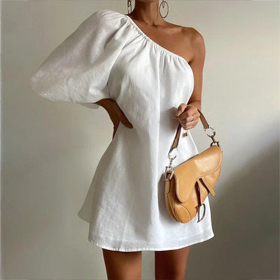 NTG Fad DRESS White / S Slim Shoulder Loose Short Dress
