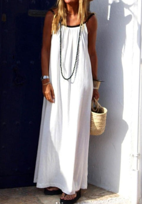 NTG Fad DRESS White / S Solid Color Paneled Slip Dress