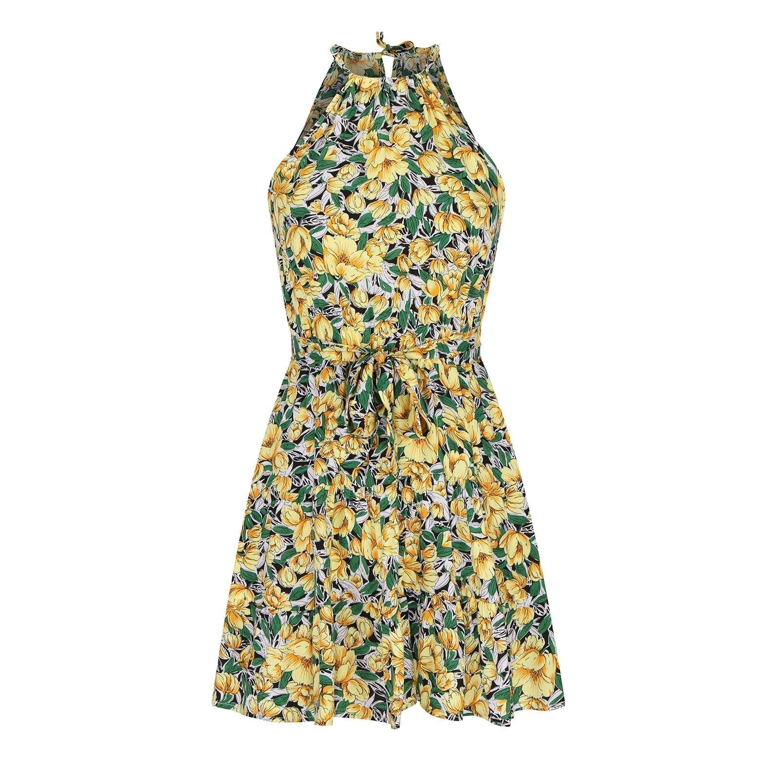NTG Fad Dress yellow / S Ruffled Swing Floral Dress Holiday Dress