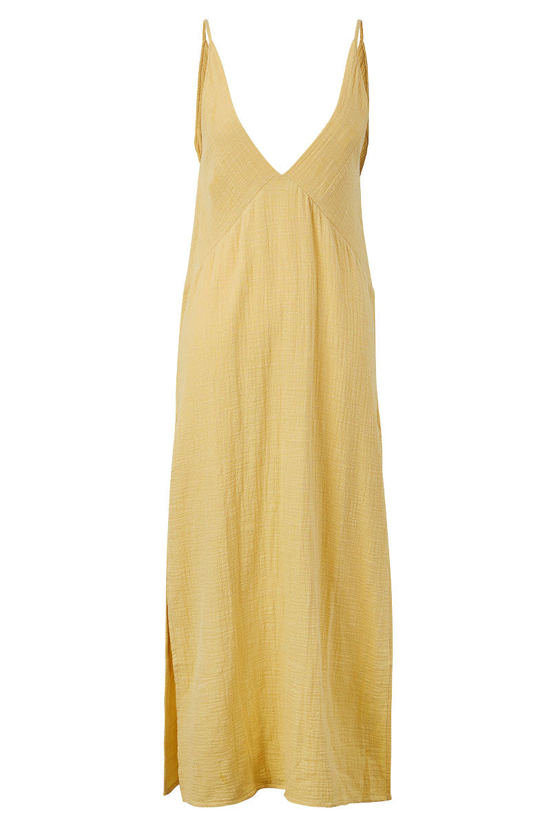 NTG Fad Dresses BLOOM COTTON SLIP MIDI DRESS - RATTAN-(Hand Made）