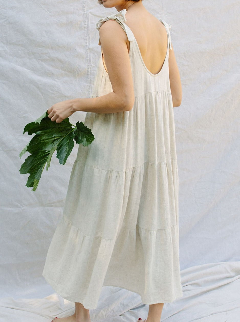 NTG Fad Dresses Linen Adelaide Dress-(Hand Made）