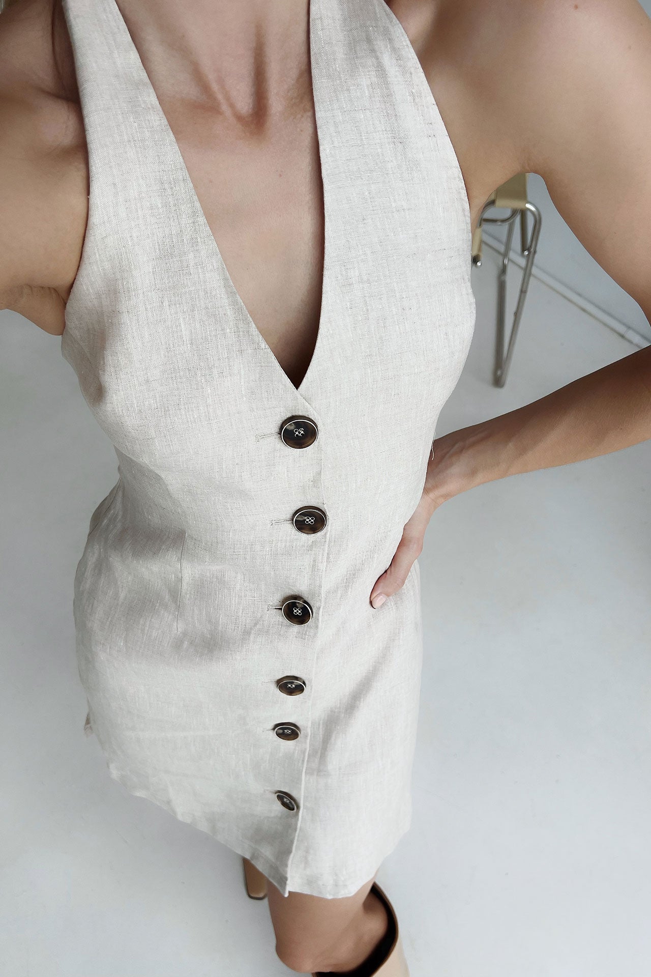NTG Fad Dresses Sleeveless V-neck Halterneck  Dress-（Hand Made）