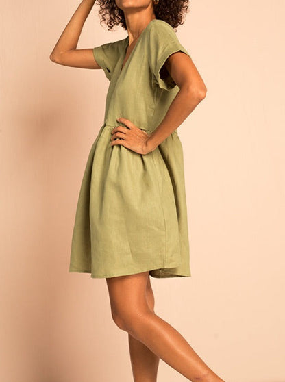 NTG Fad Dresses SUNCHASER Dress - light khaki linen