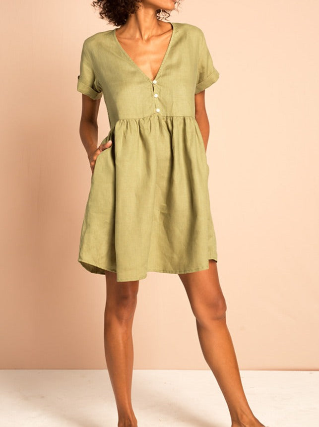 NTG Fad Dresses XS SUNCHASER Dress - light khaki linen