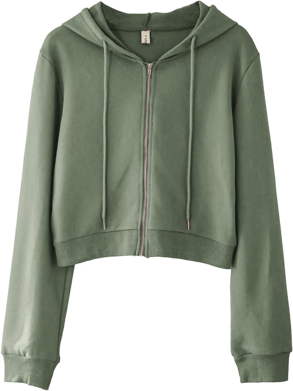 NTG Fad Dusty Green / Small Women's Cropped Zip up Hoodie with Drawstring Hooded