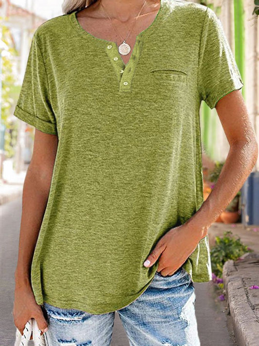 NTG Fad Fashion Solid Color Pocket Short Sleeve T-Shirt