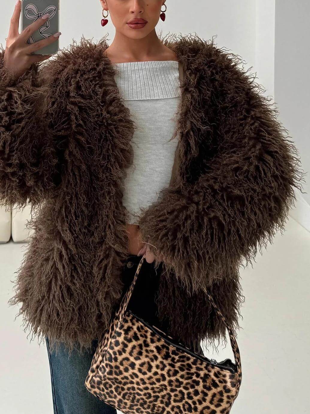 NTG Fad Faux Fur Brown Jacket