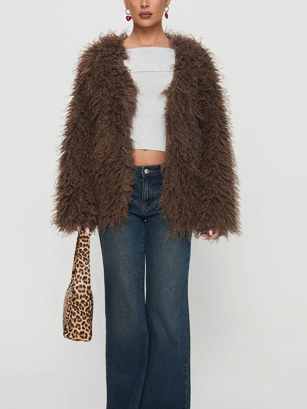 NTG Fad Faux Fur Brown Jacket