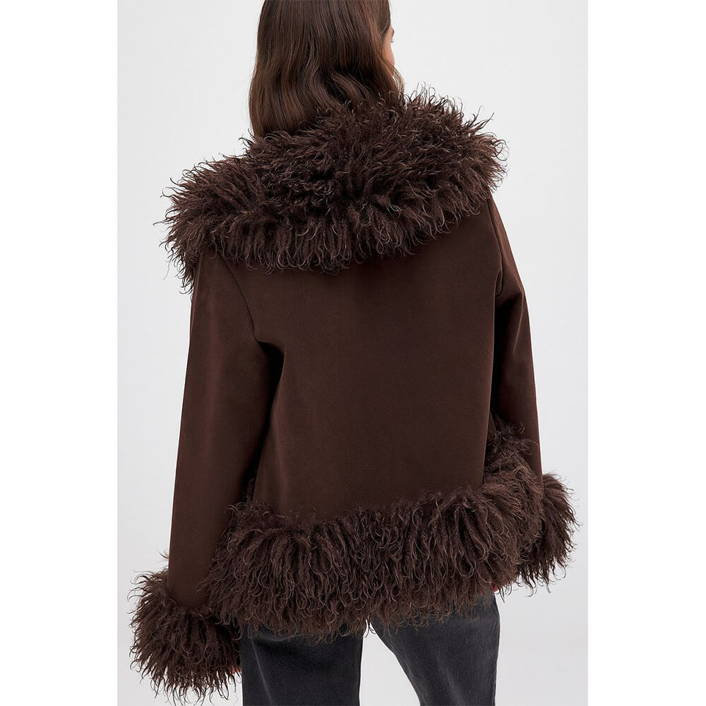 NTG Fad Faux Fur Suede Afghan Coat