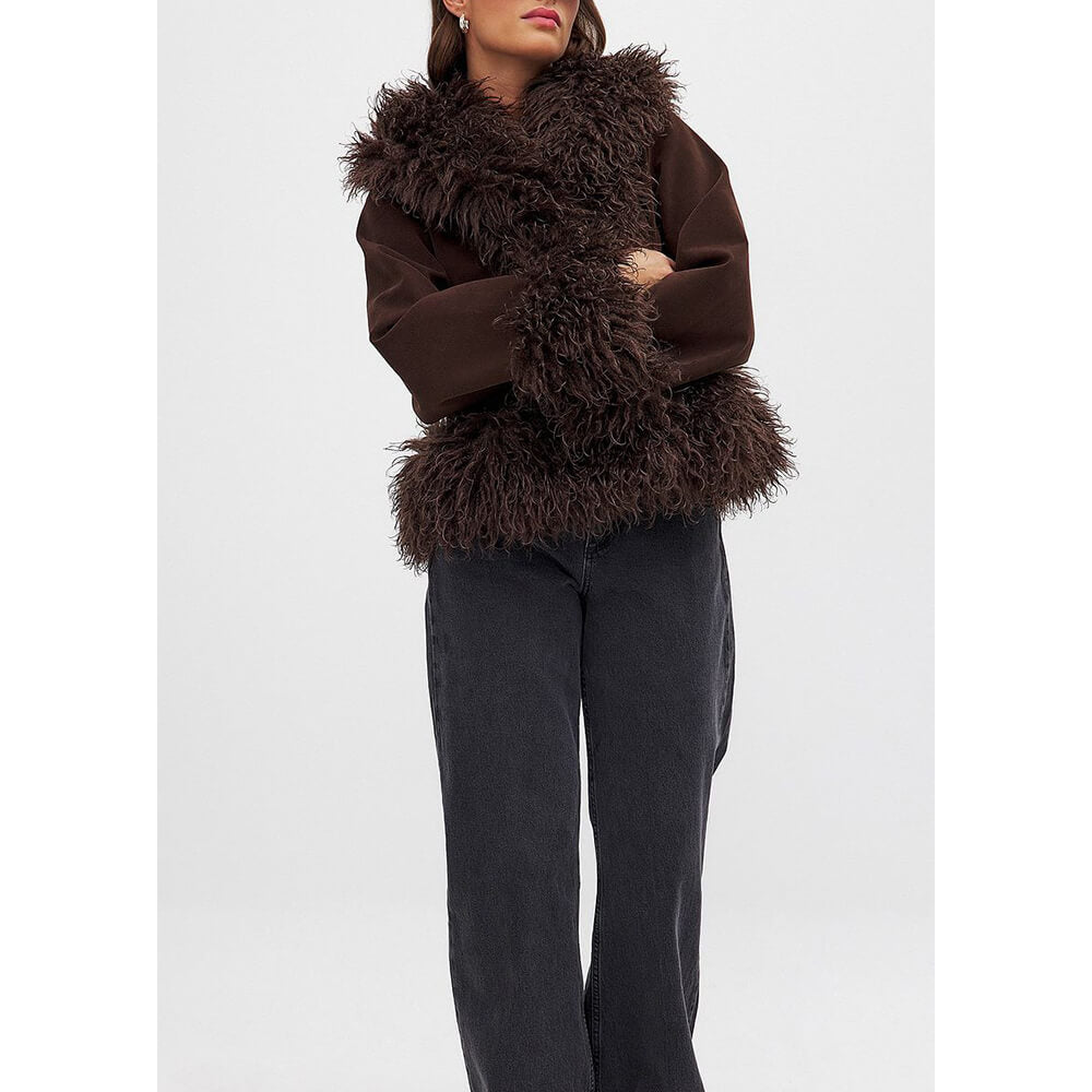 NTG Fad Faux Fur Suede Afghan Coat