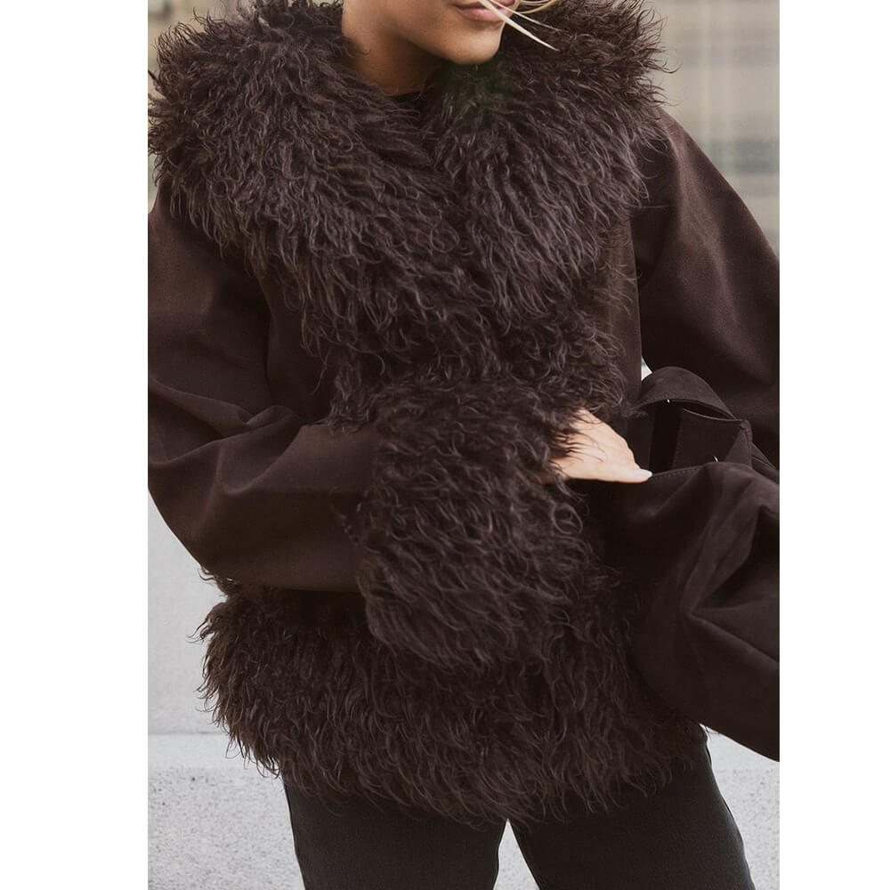 NTG Fad Faux Fur Suede Afghan Coat