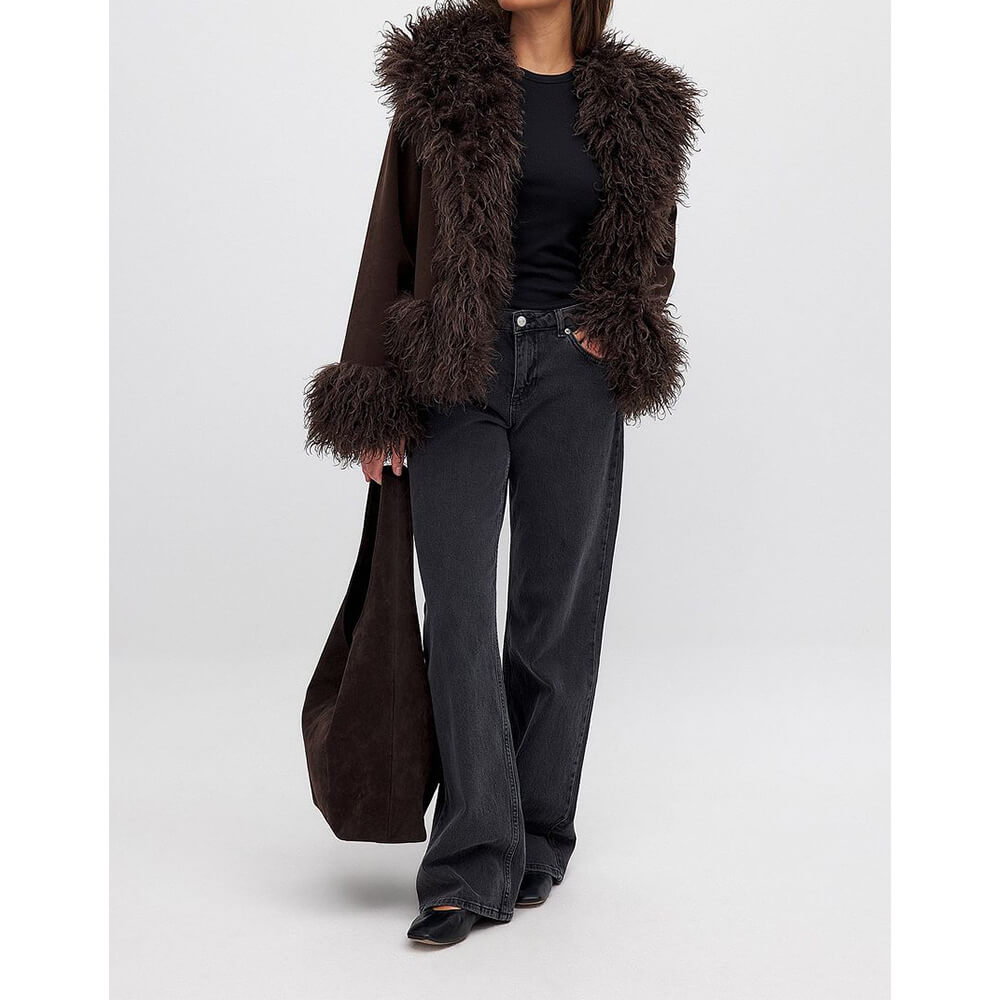 NTG Fad Faux Fur Suede Afghan Coat