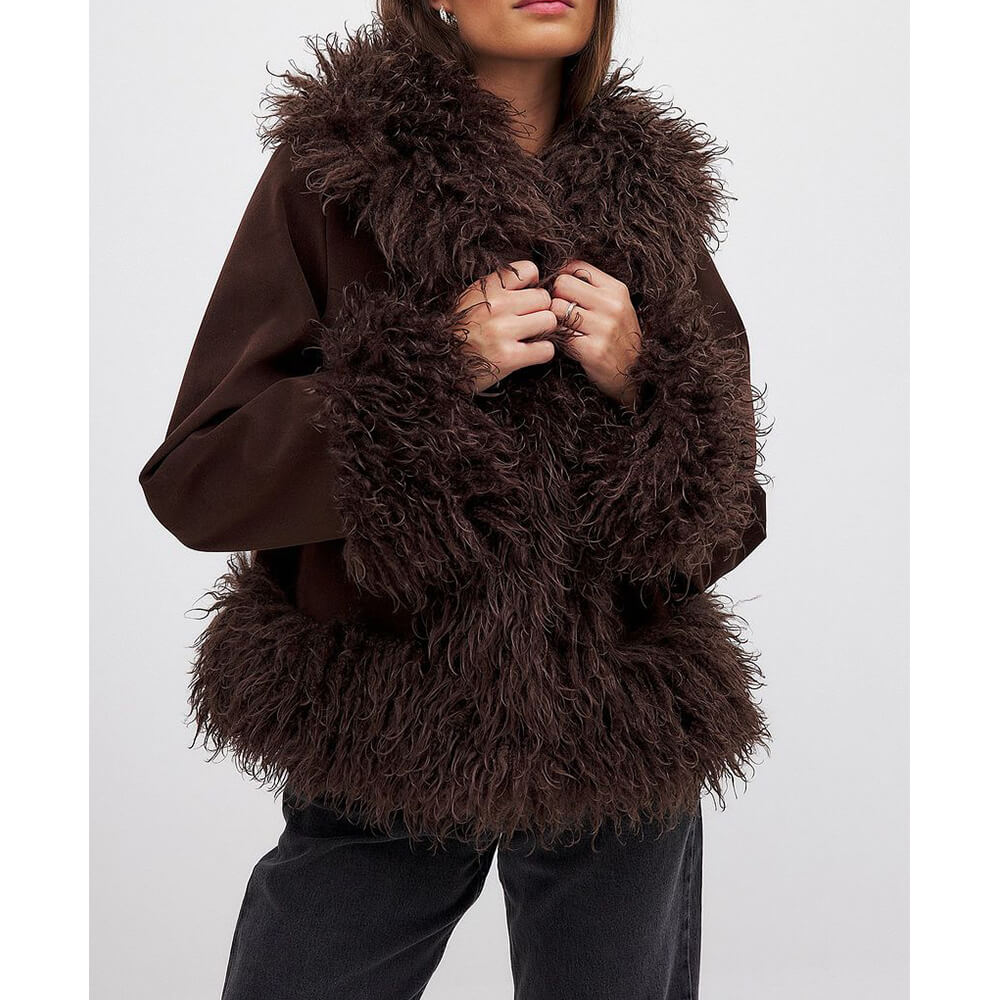 NTG Fad Faux Fur Suede Afghan Coat