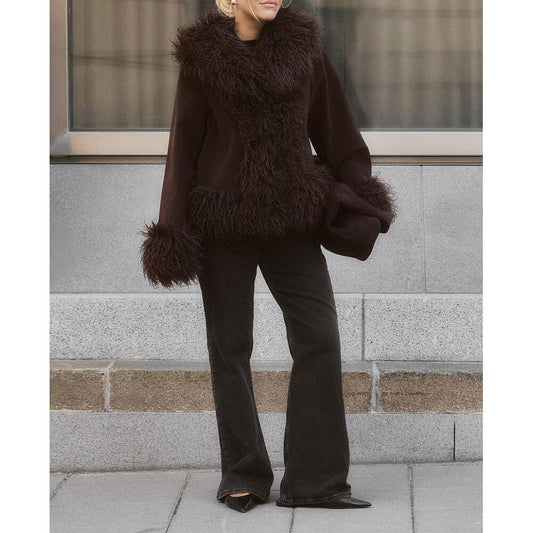 NTG Fad Faux Fur Suede Afghan Coat