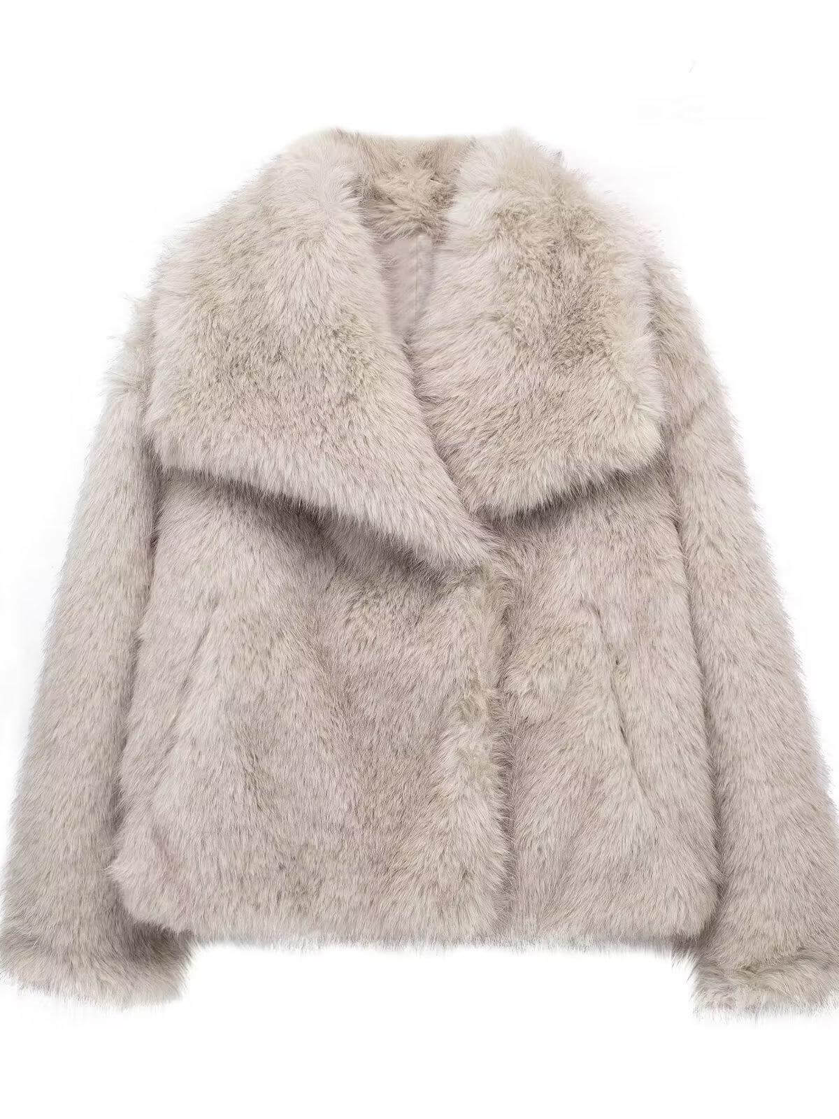 NTG Fad Faux Fur Wide Lapels Coat