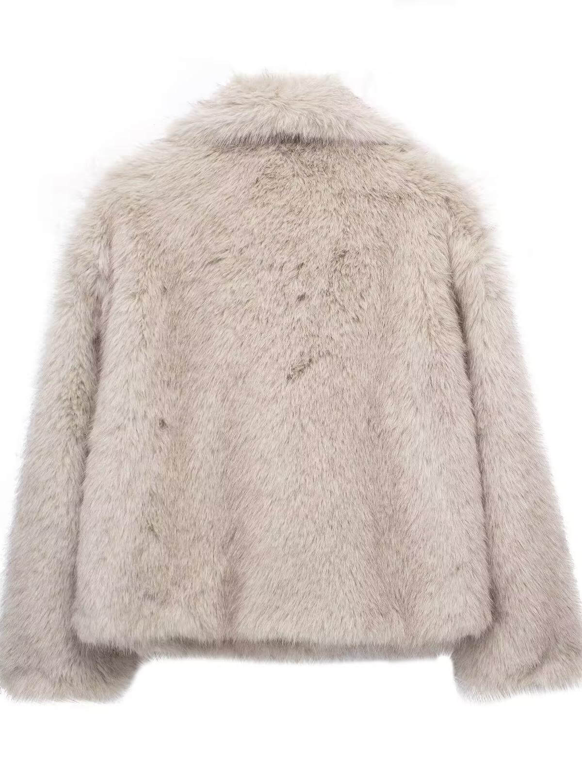 NTG Fad Faux Fur Wide Lapels Coat