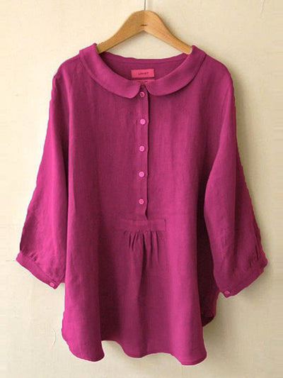 NTG Fad Fuchsia / S Women's Cotton Linen Seven Sleeve Shirt