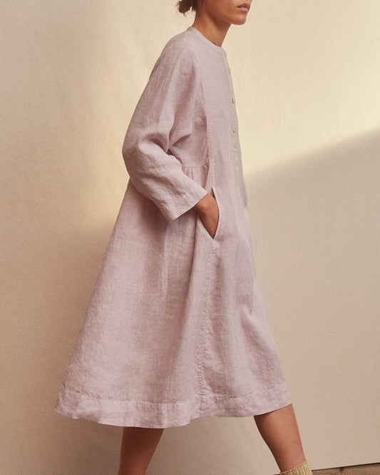 NTG Fad Garment Dyed Linen Shirt Dress-(Hand Make)