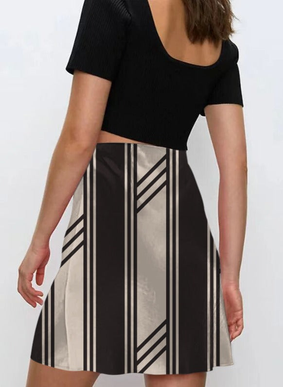 NTG Fad Geometric striped print skirt-（Hand Made）