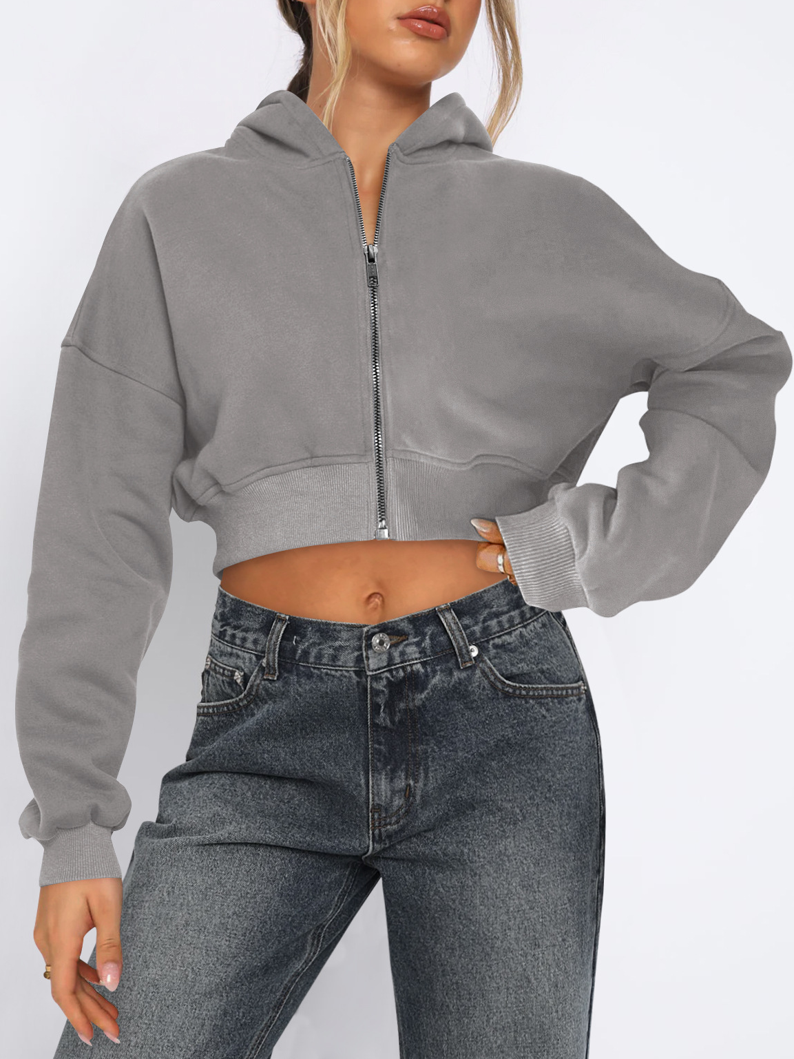 NTG Fad Gray / S Cropped Hooded Sweatshirt