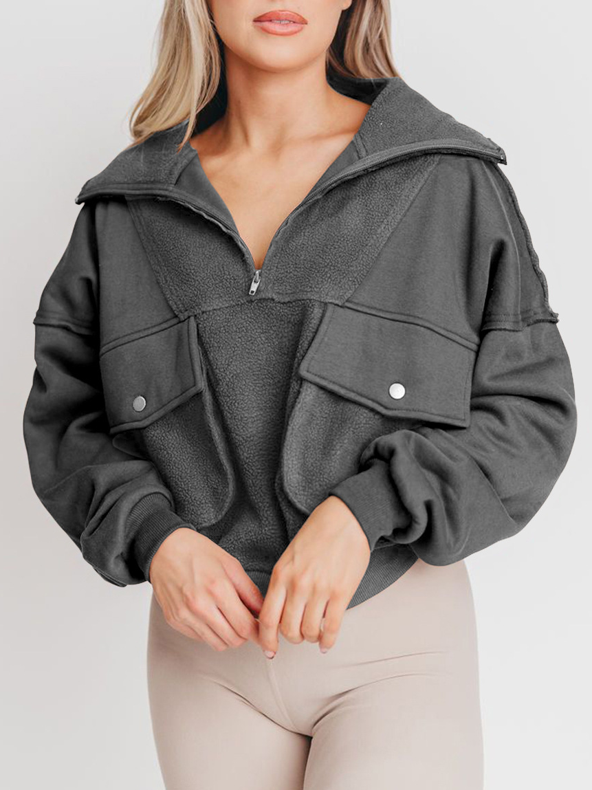 NTG Fad Gray / S Waisted Polar Fleece Half-zip Sweatshirt