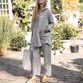NTG Fad Gray / XXL Stylish Women Tracksuit Causal Loose Shirts And Pants Set Solid Blouse Pantsuit Elegant Matching Sets Oversized Outfits