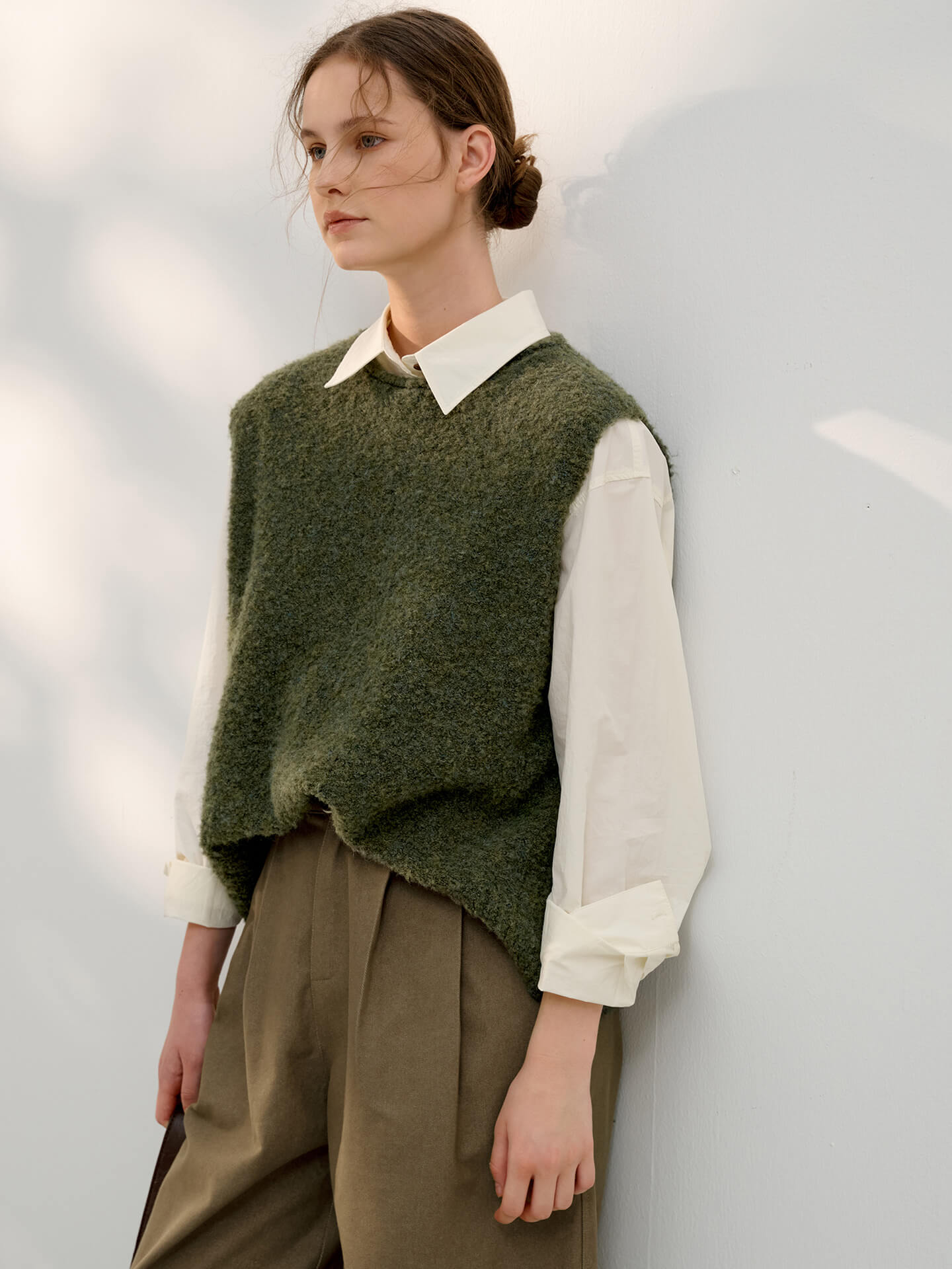 NTG Fad Green Crew Neck Wool Sweater Vest