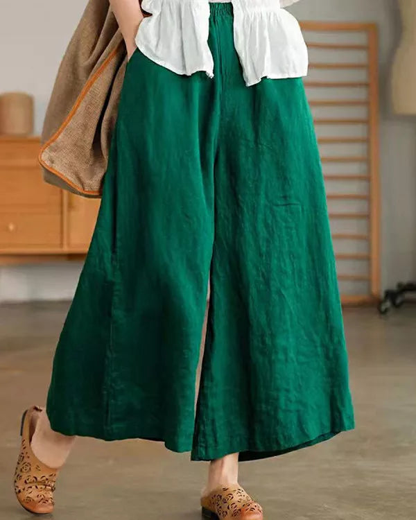 NTG Fad Green / M Loose Casual Linen Pants