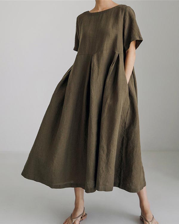 NTG Fad Green / S Casual Loose Cotton Dress