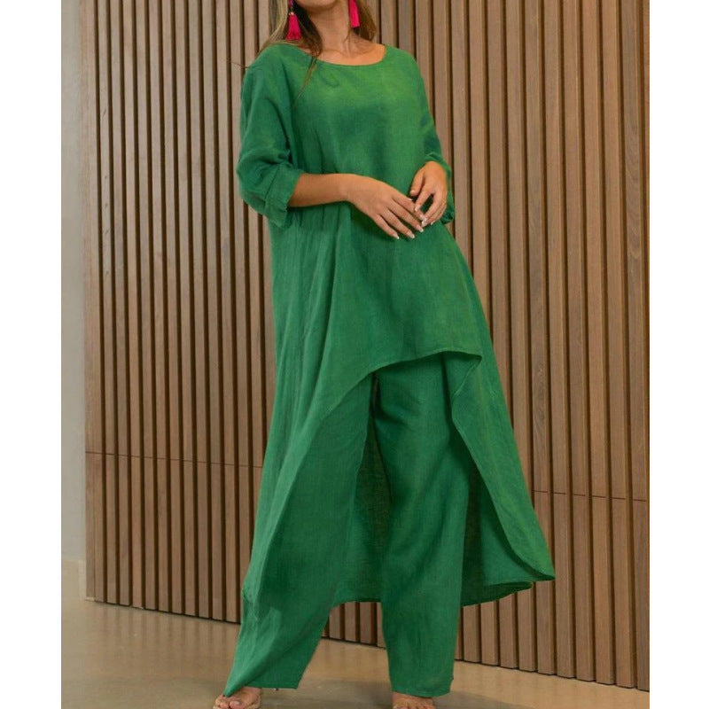 NTG Fad Green / S Cotton Linen Casual Suit