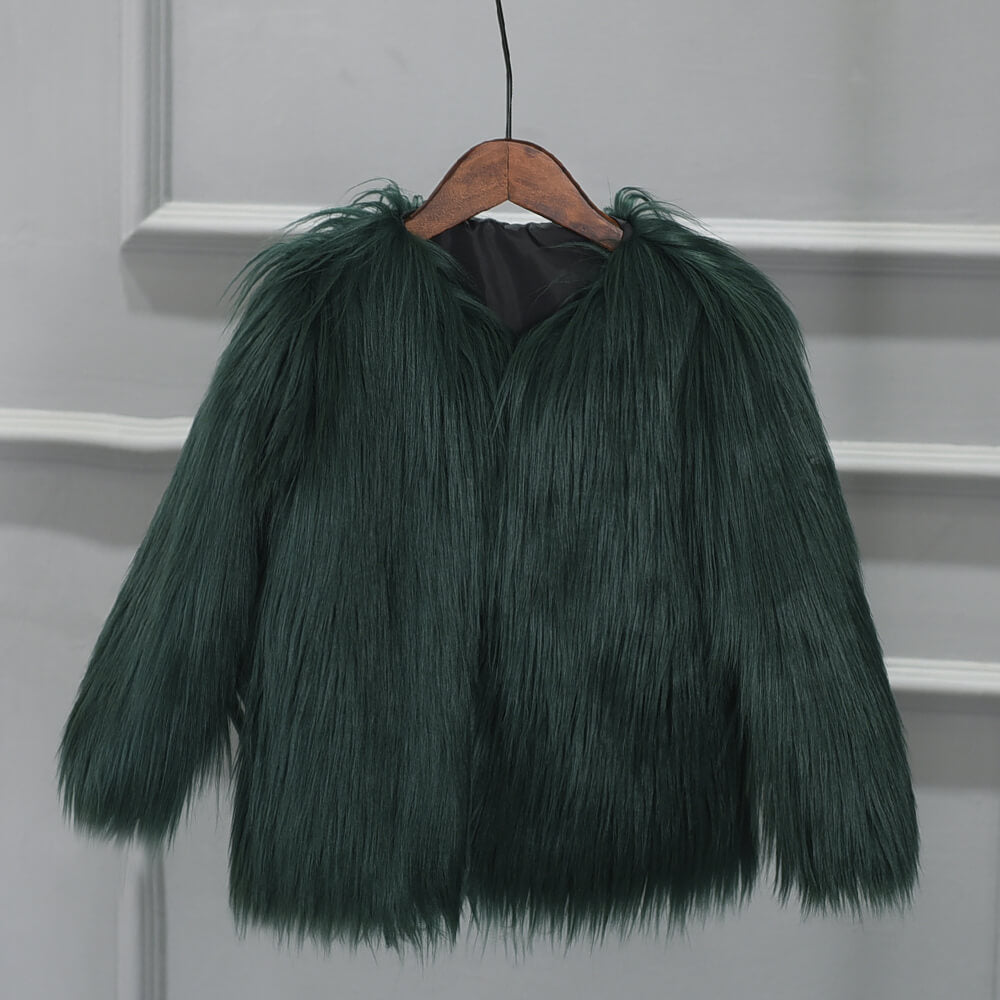 NTG Fad Green / S Fluffy Faux Fur  Short Winter Coat