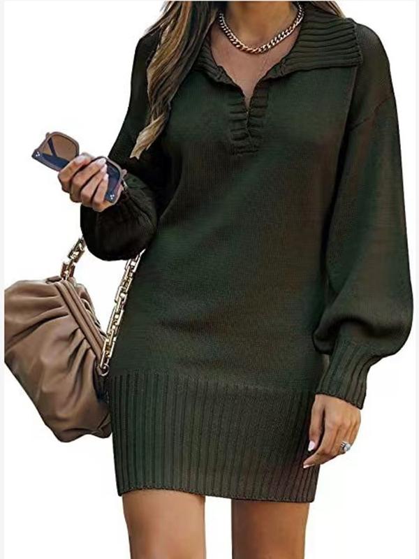 NTG Fad Green / S Lantern Sleeve Knitted Long Dress