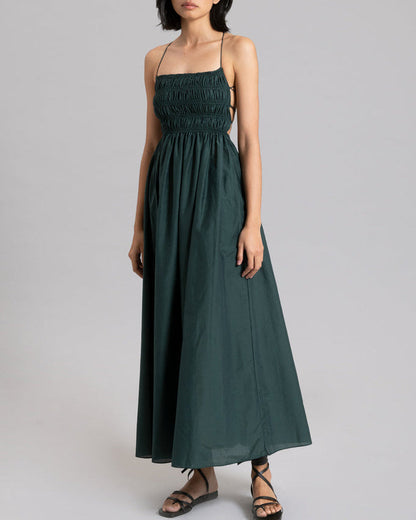 NTG Fad green / S Linen Casual Backless Dress