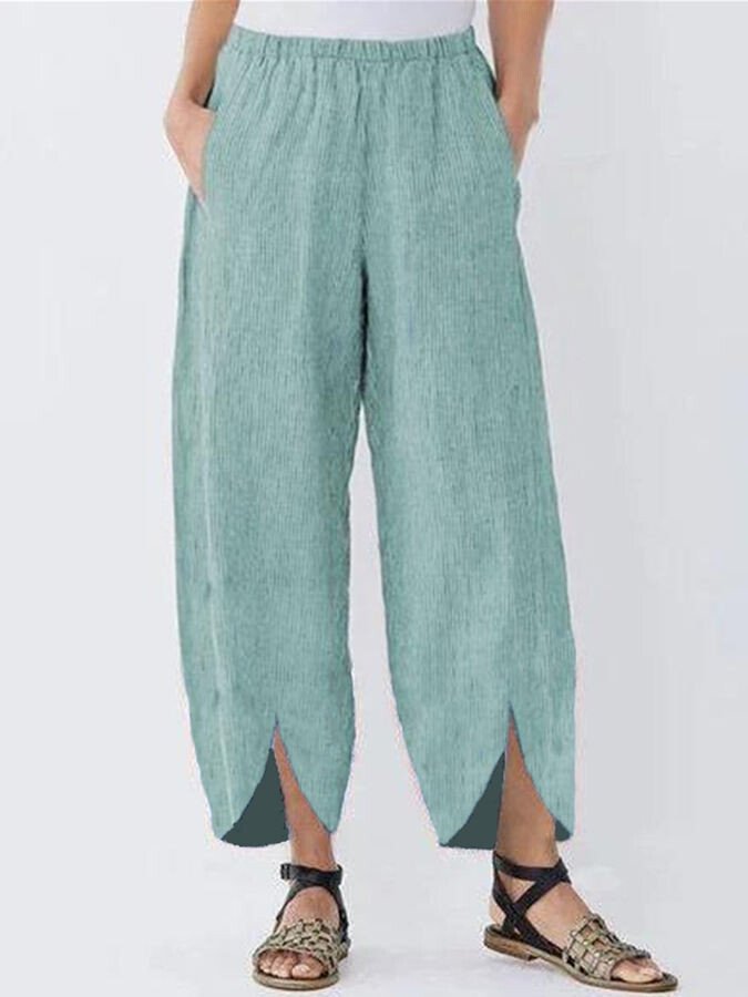 NTG Fad Green / S Women's Casual Pure Color Cotton Cropped Pants