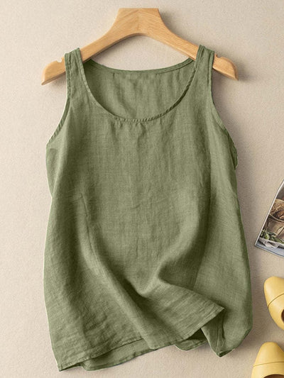 NTG Fad Green / S Women's Cotton Linen Sleeveless Casual Vest