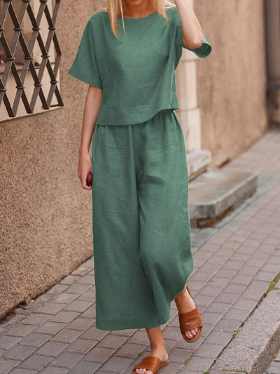 NTG Fad Green / S Women's Solid Color Fashion Leisure Suit Two-piece Set Suit