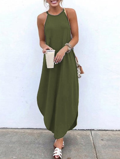 NTG Fad Green / S Women's Solid Color Halterneck Dress