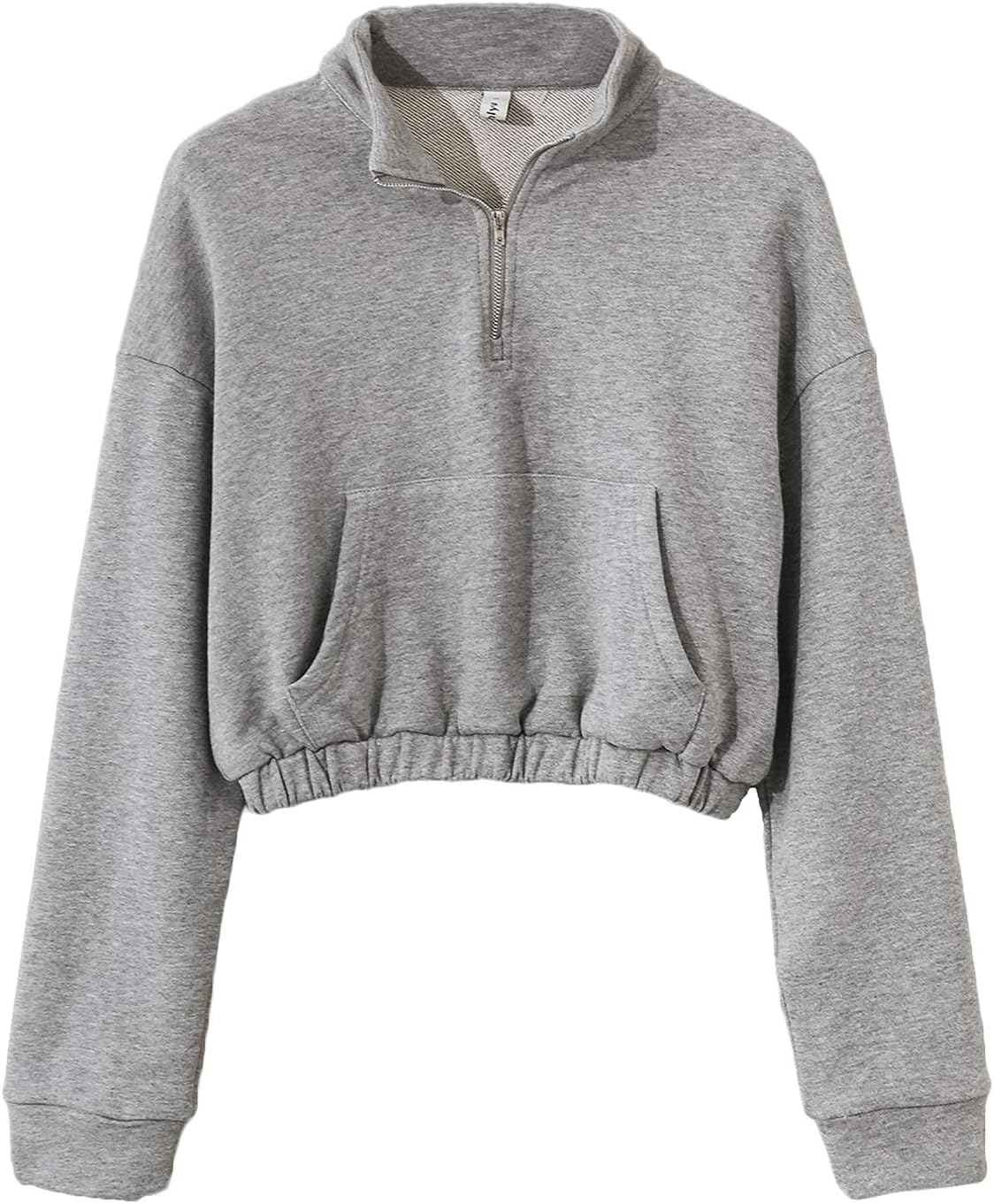 NTG Fad Grey / Medium Cropped Quarter Zip Pullover Sweatshirt Hoodie Crop Top