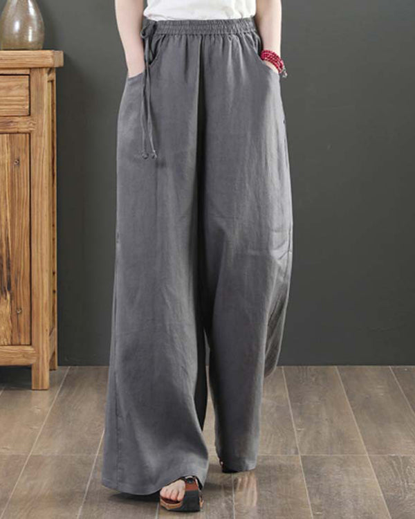 NTG Fad Grey / S Casual Loose Solid Color Elastic Waist Pants