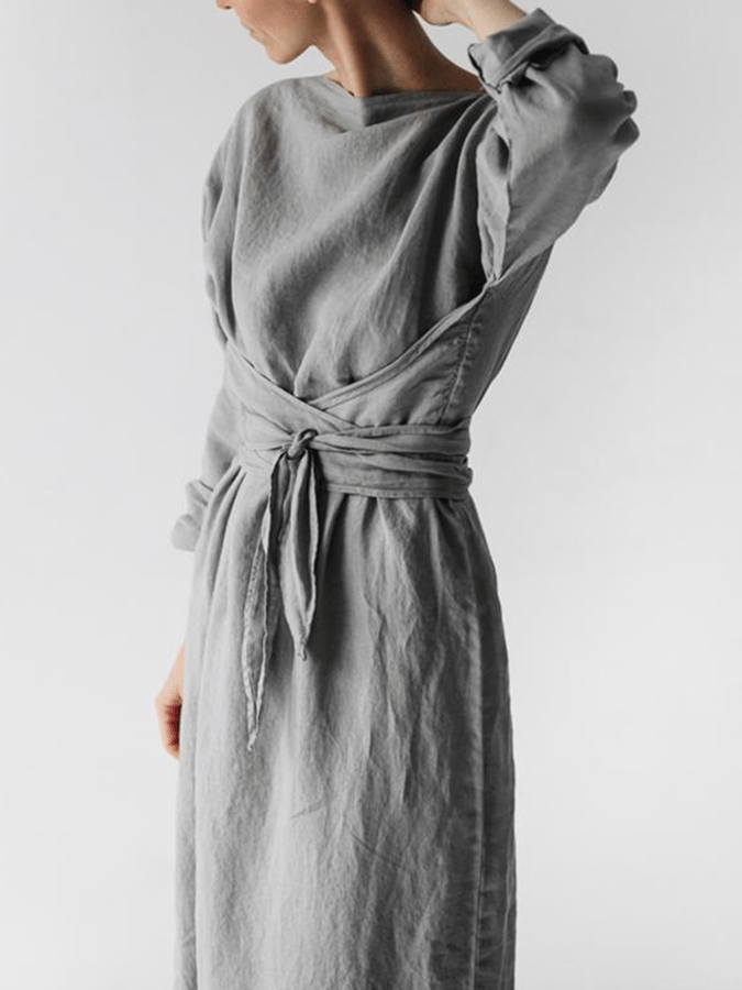 NTG Fad Grey / S Women's Loose Casual Cotton Linen Dress