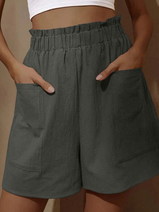 NTG Fad Grey / S Women's Pure Color Casual Cotton Shorts