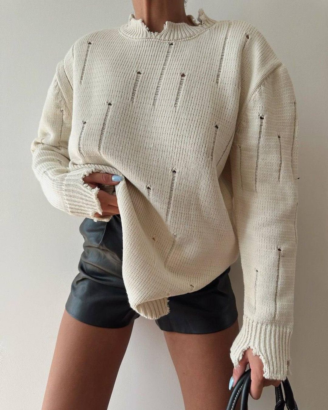 NTG Fad Hand-distressed Crew Neck Sweater