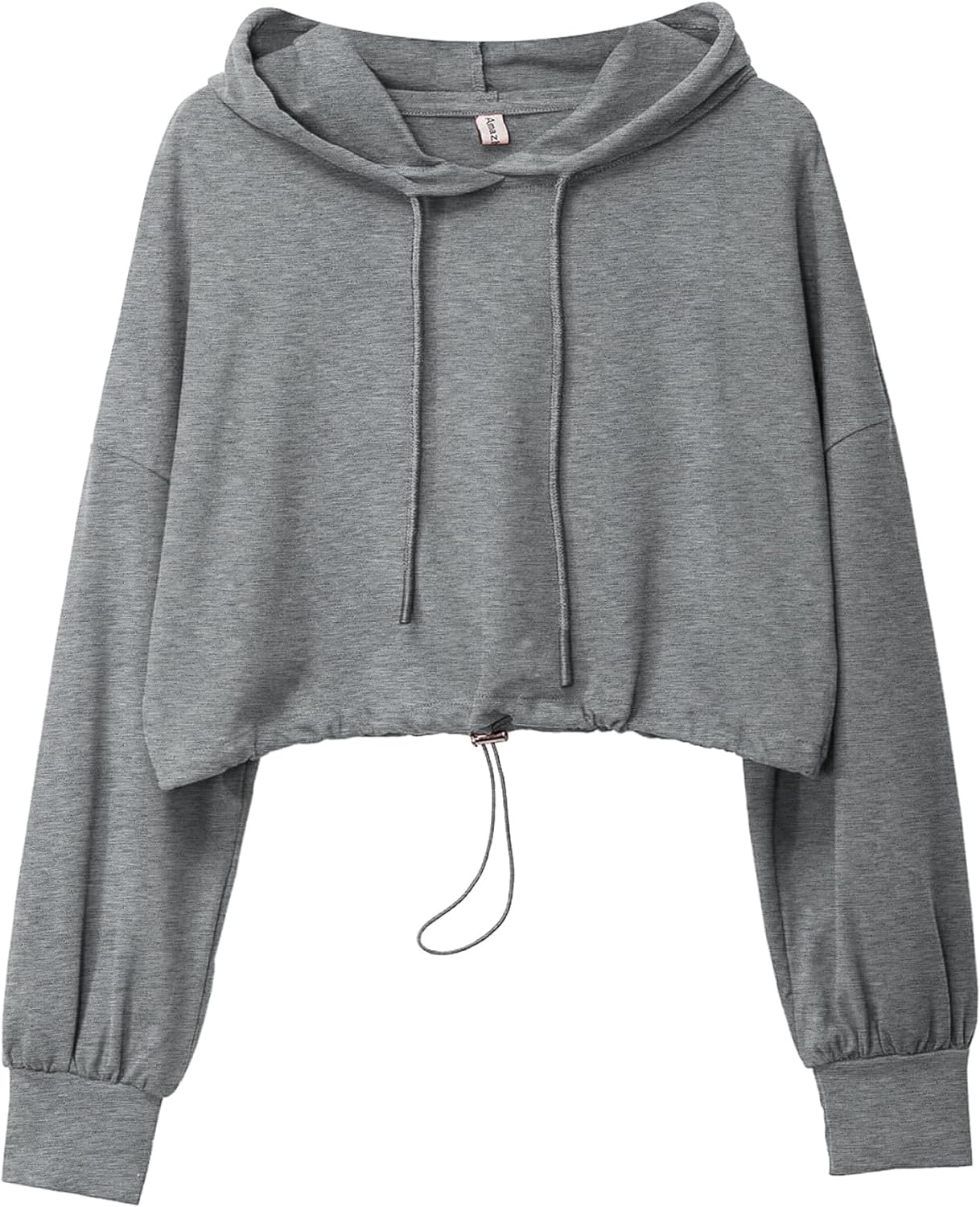 NTG Fad Heather Grey / Small Cropped Hoodies Long Sleeve Drawstring Casual Crop Top