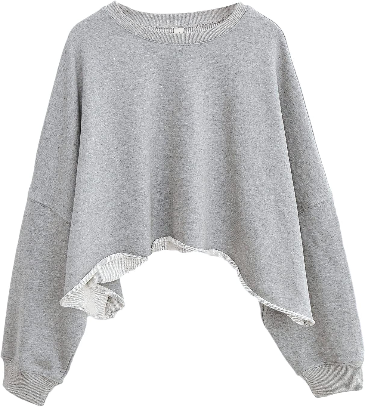 NTG Fad Heather Grey / X-Small Amazhiyu Women’s Cropped Hoodie Pullover Long Sleeve Crewneck Crop Tops Oversize Fit