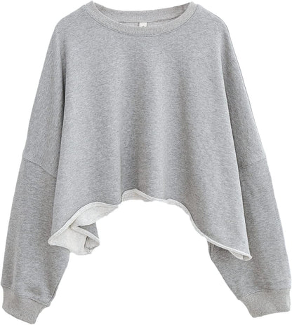 NTG Fad Heather Grey / X-Small Cropped Hoodie Pullover Crewneck Crop Tops Oversize Fit