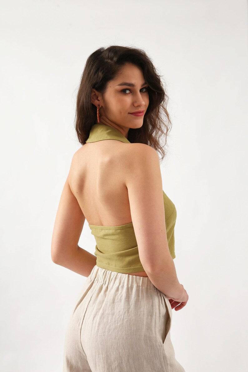 NTG Fad Hemp Linen Backless Waistcoat