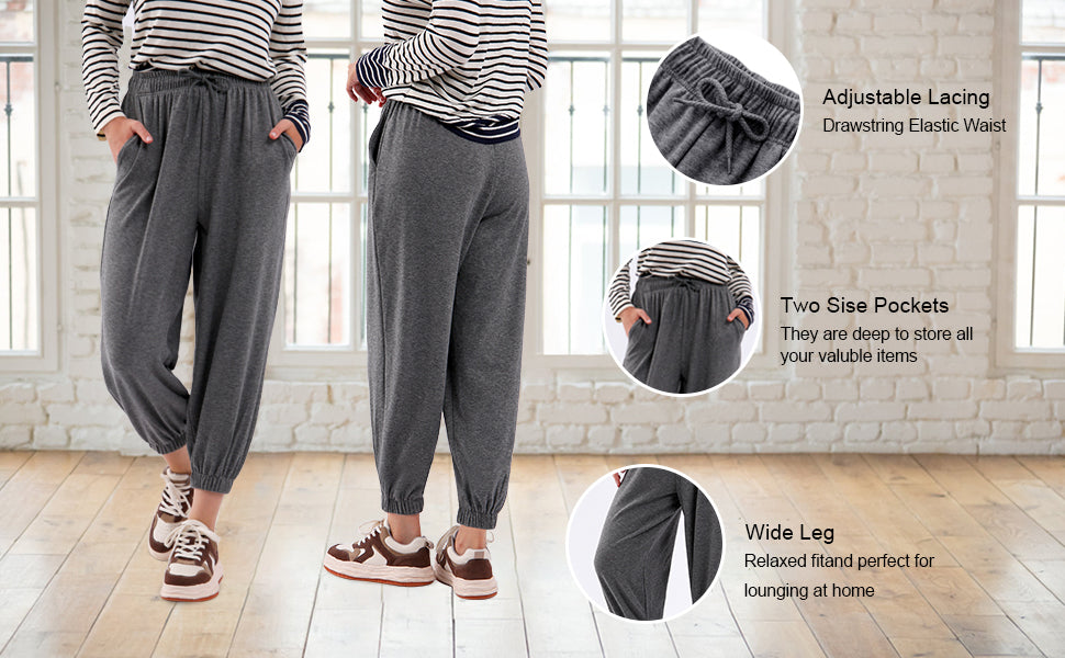 NTG Fad High Waisted Casual Wide Leg Sweatpants Joggers pants with Pockets