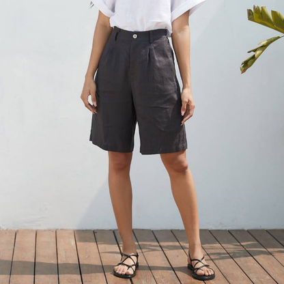 NTG Fad High Waisted Linen Shorts with Pockets, Wide Leg Linen Shorts for Women