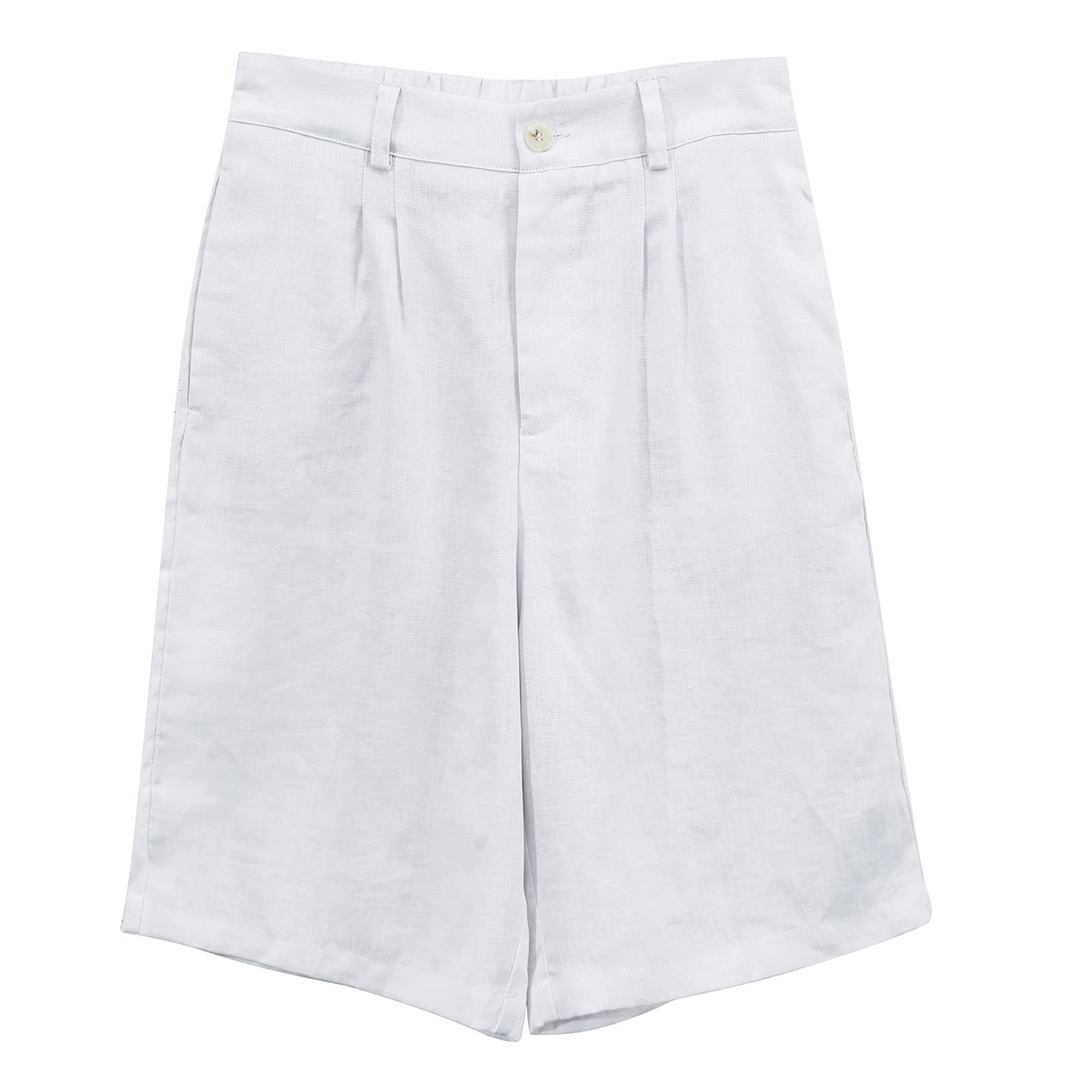 NTG Fad High Waisted Wide Leg Linen Shorts with Pockets