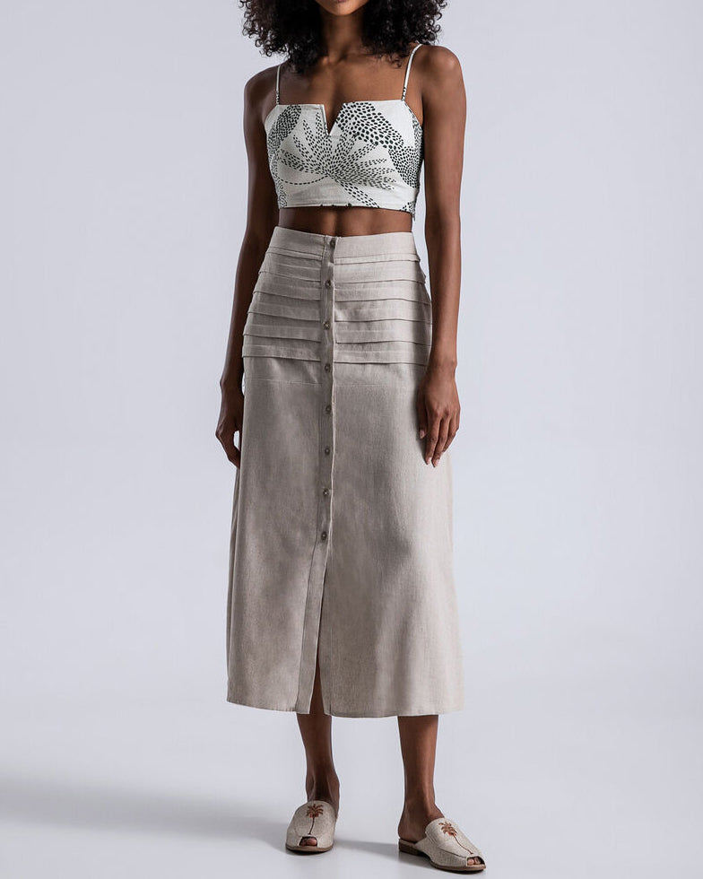 NTG Fad hoary / S Linen Pleated Button Skirt